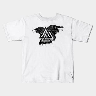 Valknut Symbol and Raven Kids T-Shirt